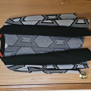 Anama Black and Gray Geometric Cardigan